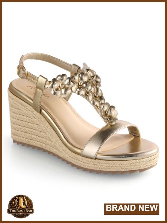 Shoes - Espadrille Wedge Sandals Open Toe Flower T Strap High Heel Platform PU